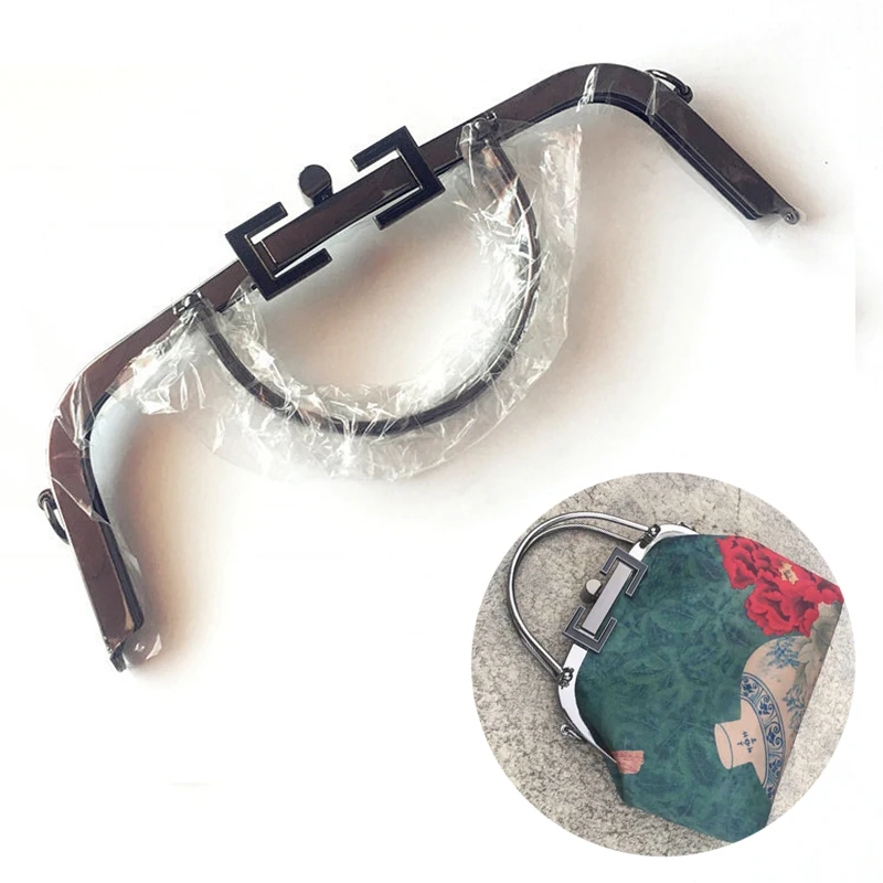 Free shipping 30cm Bag Accessories Handbag Frame Purse Metal Handle DIY Kiss Clasp Lock for Women Handle Bag Frame Hardware