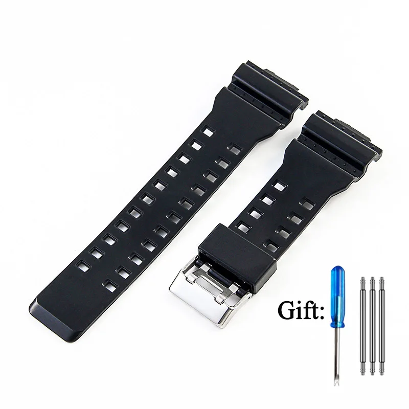 Фото Силиконовый ремешок для часов Casio G-SHOCK GA-100/110/140/200/400/700 GD-100 G-8900 GW-8900, спортивный водонепроницаемый браслет 16 мм №2