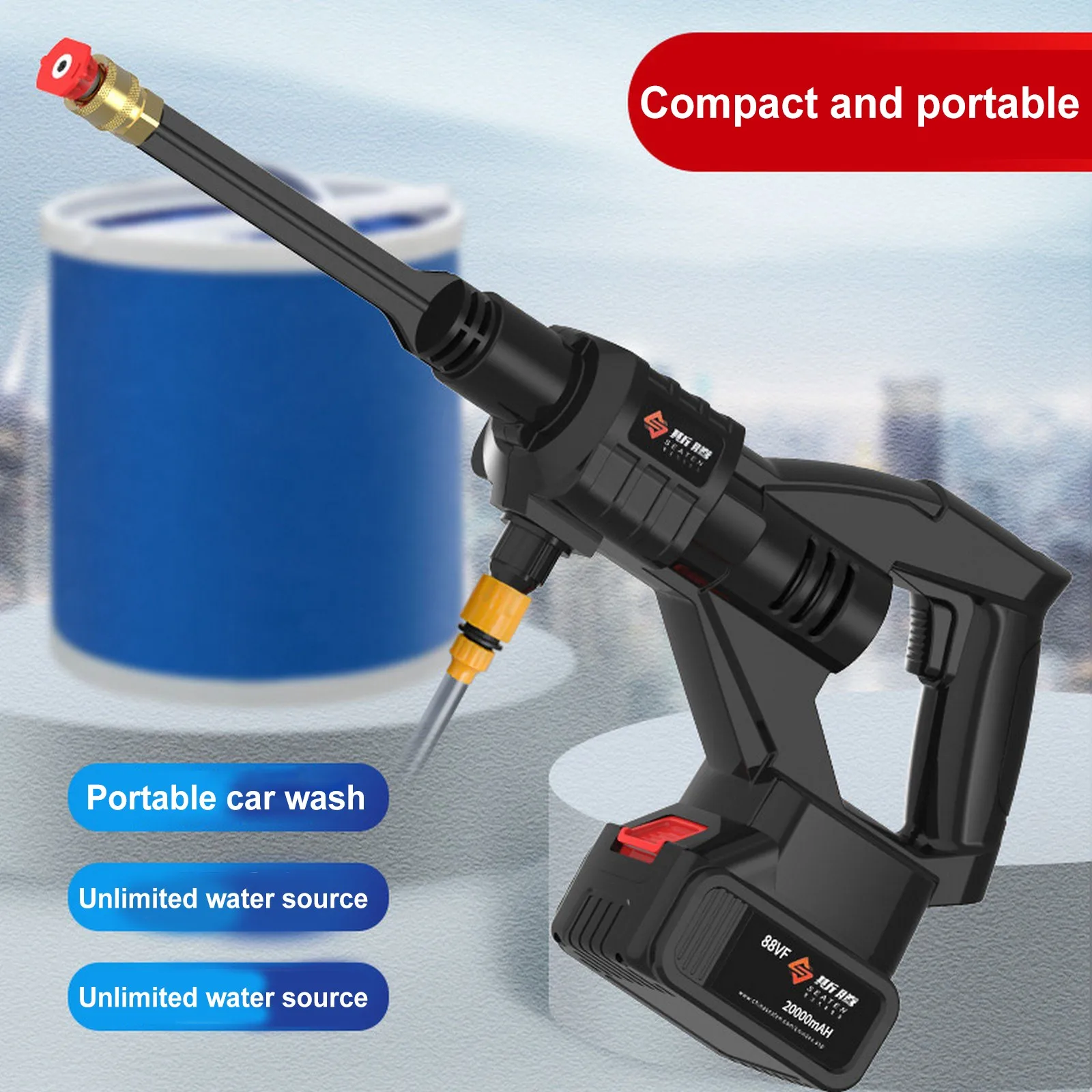 Cordless Pressure Washer 580 PSI Power Washer Cleaner 40000mAh Dual Batteries 5-in-1 Adjustable Nozzle Washer Spray Water Gun