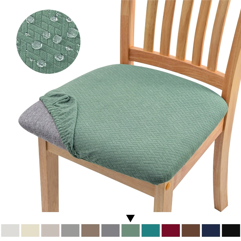 

Однотонный чехол для стула, жаккардовый эластичный чехол на стул для столовой, кухни, съемные чехлы на стулья