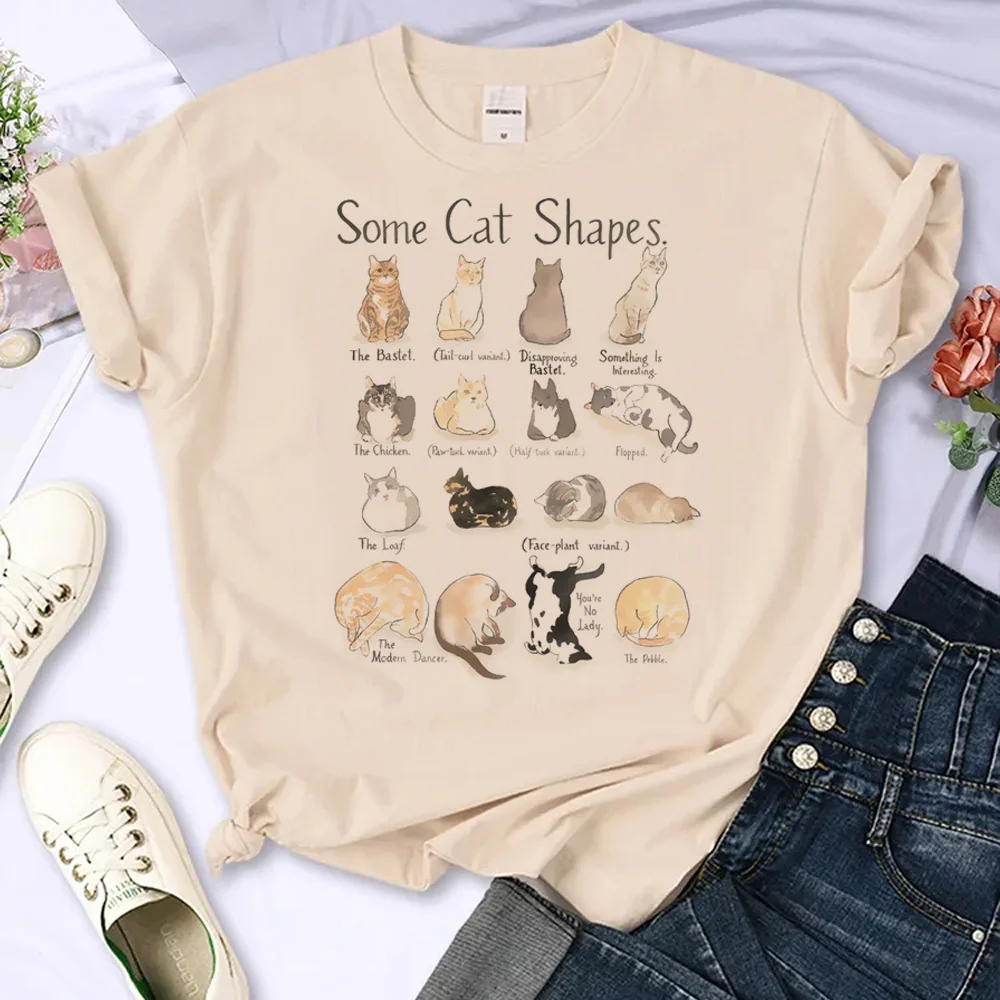 

funny cat tshirt women Y2K t shirt female streetwear manga clothes