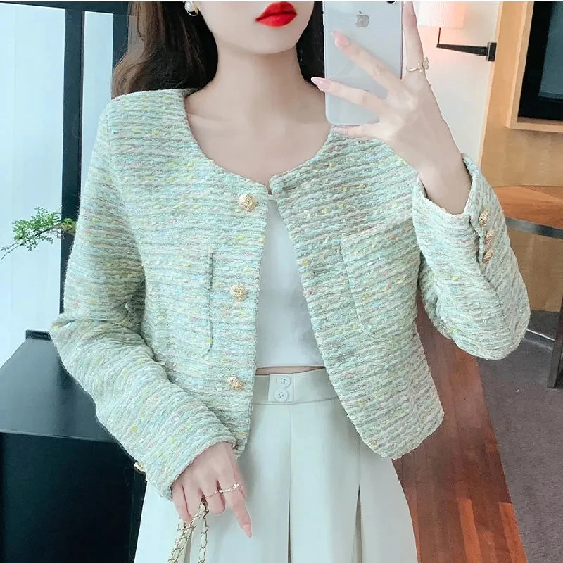 

New Women's Suit Jacket Fall 2022 Short Personality Ladies Outwear High Quality Tweed Blazers