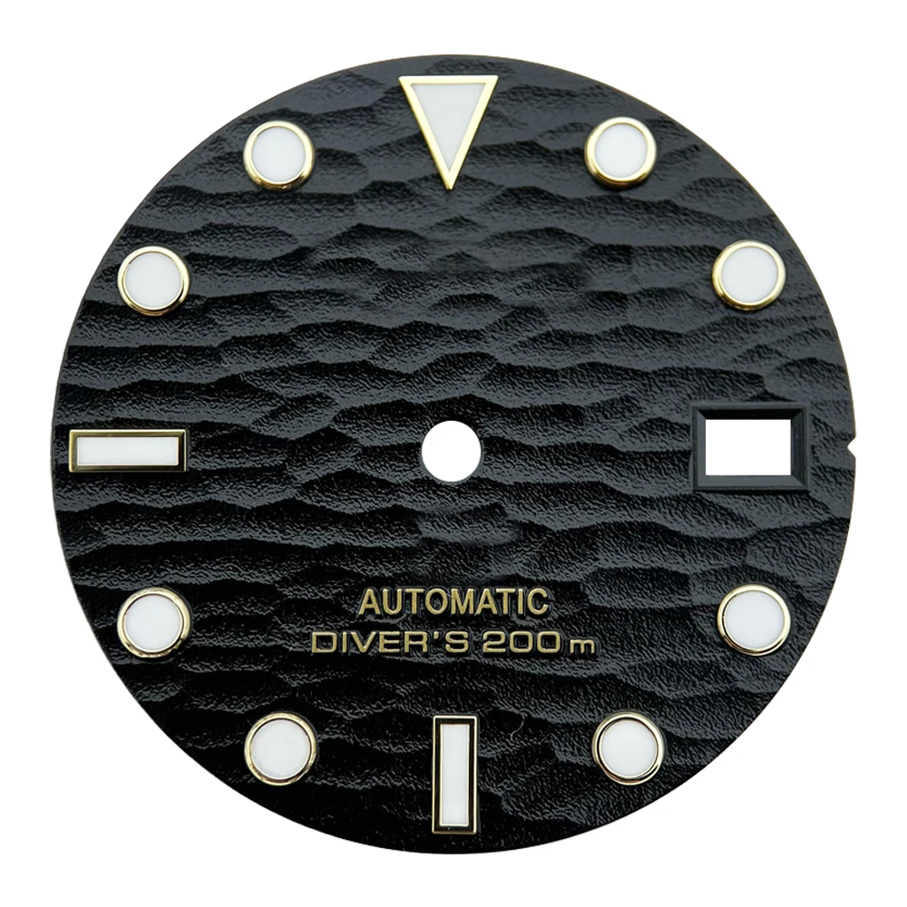 28.5mm Blue Luminous wave Dial Watches Accessories for NH35 Automatic Movement With S Logo Customizable Logo