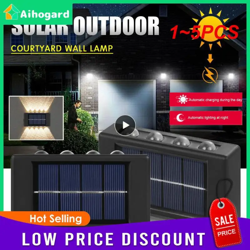 

1~5PCS Solar Wall Lamp Outdoor Waterproof Solar Lights Up And Down Luminous Lighting For Garden Street Landscape Balcony Outdoor