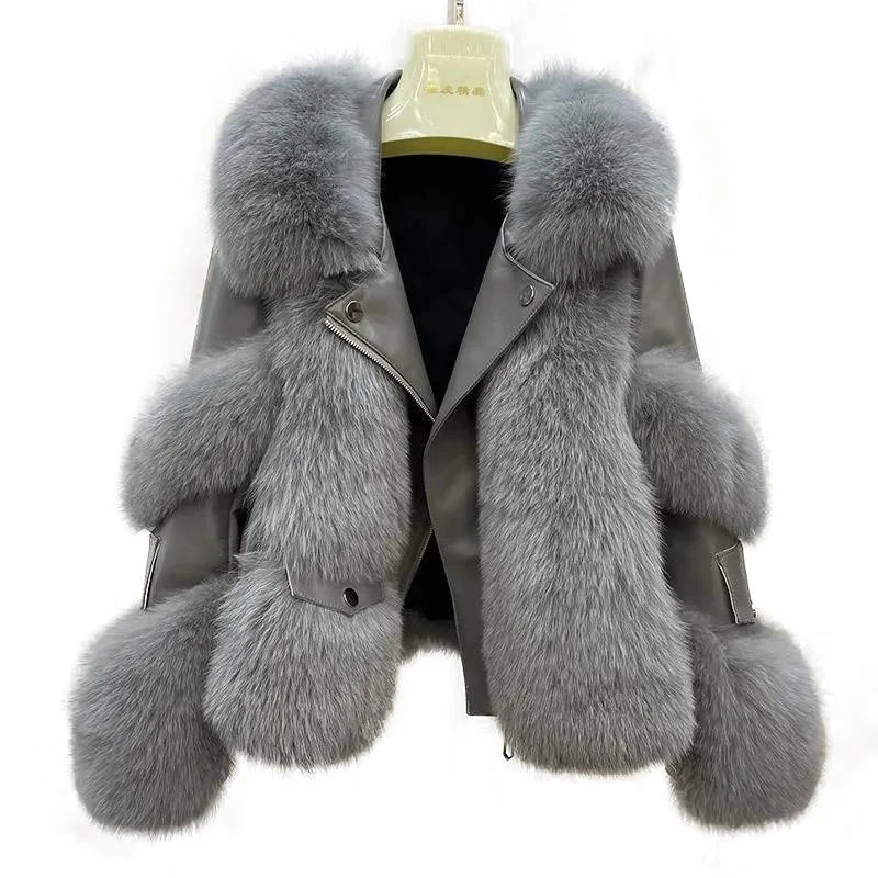 Women's Jacket Faux Fur Coat Winter Women Short Warm Thick Fox Fur Leather Jacket Coat Vests Raccoon Fake Fur Coat