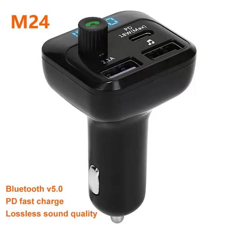 

Car Bluetooth 5.0 FM Transmitter MP3 Player Audio Receiver PD 18W QC3.0 USB Fast Charging Handsfree Car Kit FM Modulator Parts