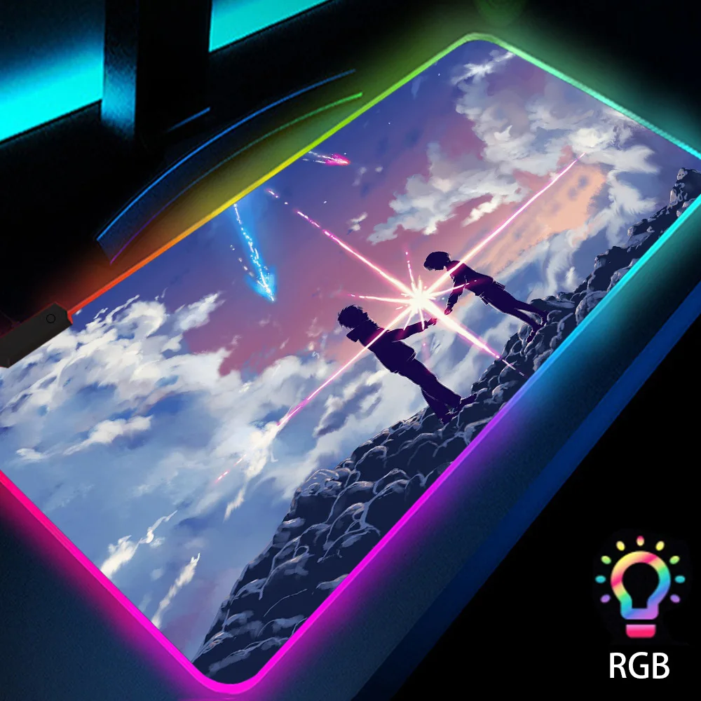 

Anime Girl Gaming Accessories Slipmat 900x400 Rgb Backlight Mat LED Plate Pad Protection Desk Top Catper Deskmat Rug Mouse Pad