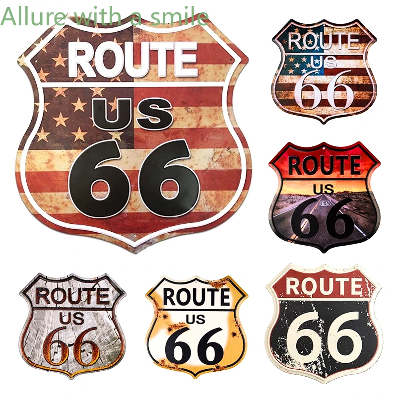 

100% Get ROUTE 66 Viutage Rad Signs High Way Metal Tin Sign for Art Wall Decor 12" X 12" Incoies Retro Metal Signs Iron Painting