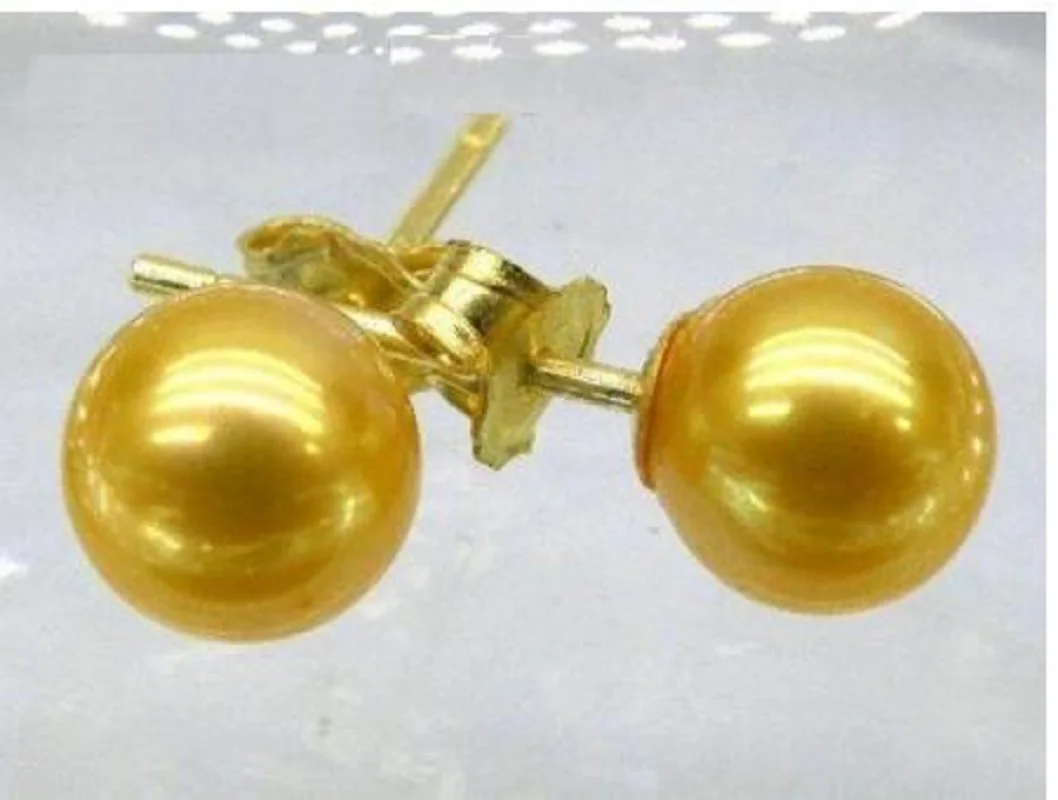 

New AAA 8-9mm South Sea Gold Pearl Earrings 14k fine jewelryfine jewelryJewelry Making