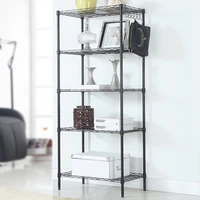 5 shelf shelving storage metal organizer wire rack with adjustable shelves hooks