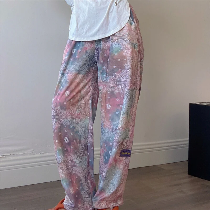 

Summer Swwet 2022 Tie Dye Loose Casual Pants Thin Harem Pants Trousers Workout Couple Trousers Korean clothes Women J81N