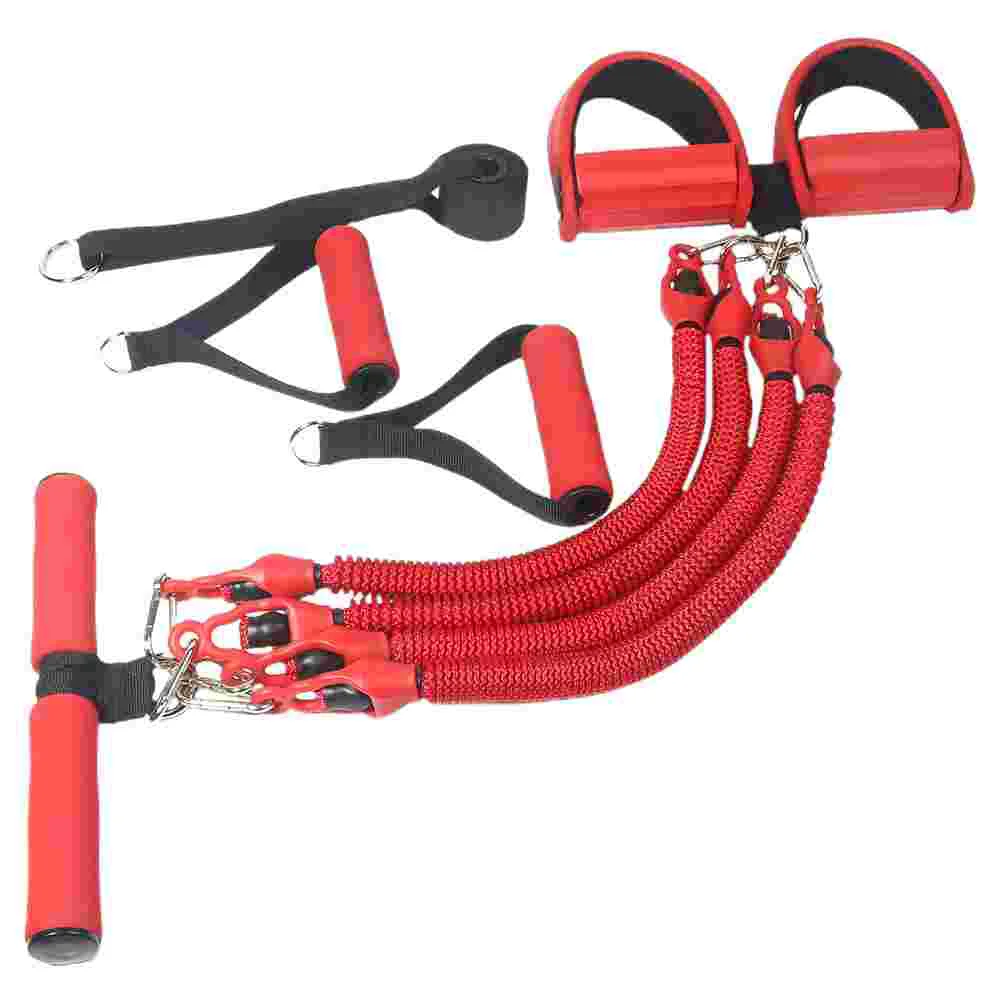 

Four-tube Pull Rope Foot Pedal Tension Feet Trimmer Handle Sports Emulsion Pulling Fitness Exercise Resistance Bands