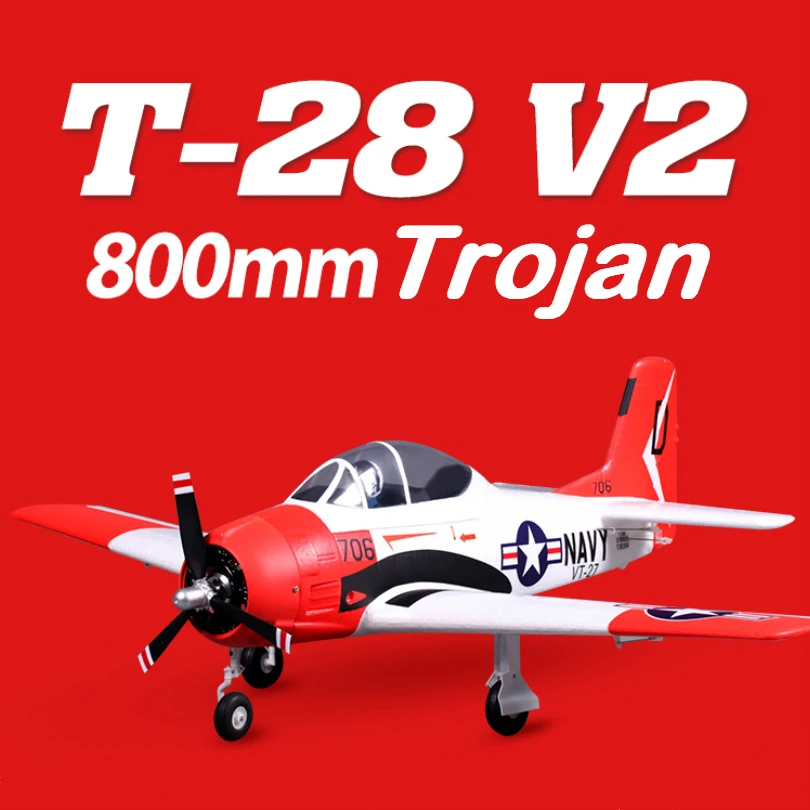 FMS 800 мм Mini T28 T-28D Trojan V2 Red 4CH EPO PNP RC самолет маленький ребенок Warbird Raido Control хобби модель самолета