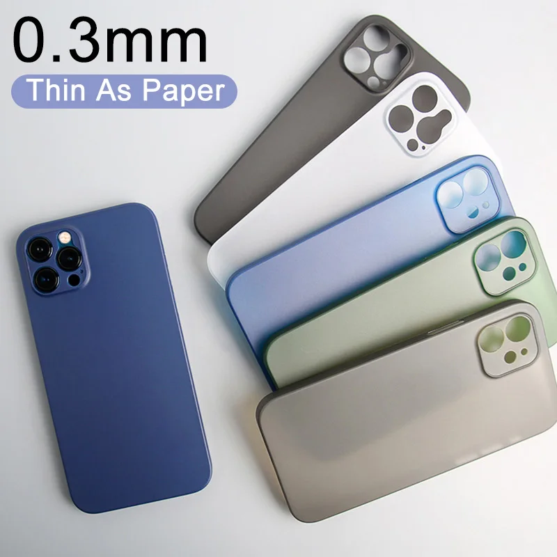 

0.3mm Ultra Thin Matte Phone Case For iPhone 13 12 11 Pro Xs Max X Xr Se 2020 7 8 Plus Back Hard Cover Shell Camere Protection