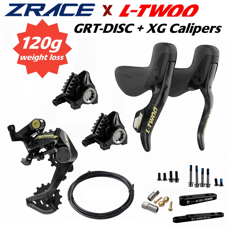 LTWOO GRT 12 Disc 1x12s Gravel Hydraulic Disc Brake Groupset + ZRACE XG Flat Mount Brake Caliper, Carbon Fibre, Benchmark GRX