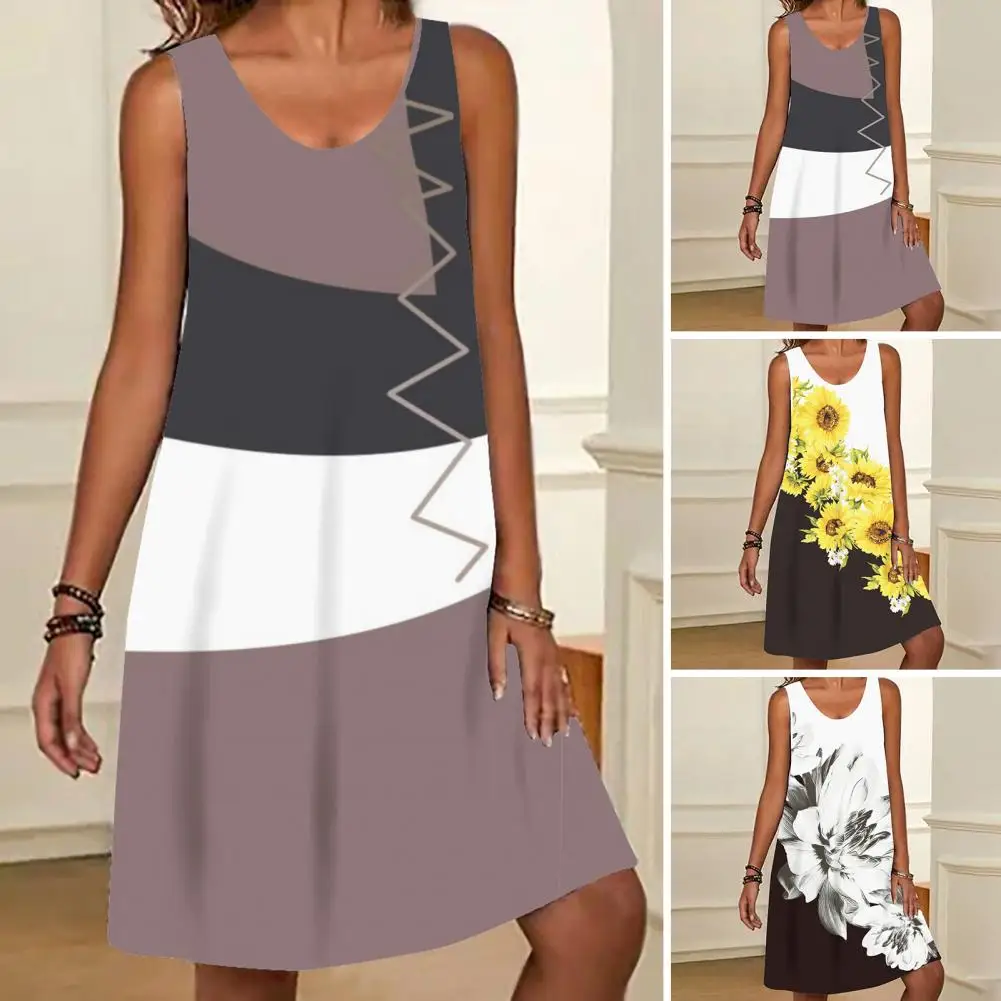 

Модное женское платье, пуловер с круглым вырезом, праздничное платье, женское летнее платье-трапеция без рукавов