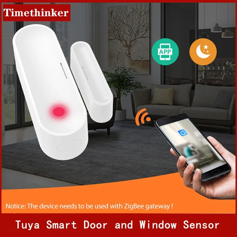 

Tuya Smart Door and Window Sensor ZigBee 3.0 Home Wireless Door Magnetic Open/Close Status APP Real-time Reminder Remote Alarm
