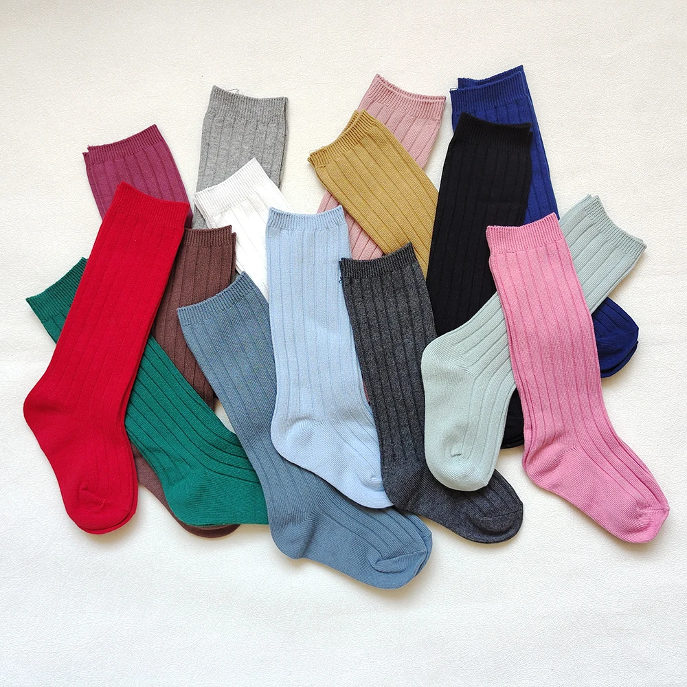 19-цветные новые детские гольфы мягкие длинные носки для мальчиков и девочек