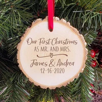 first christmas ornament mr and mrs couple ornament personalized wooden gift tag custom tree decoration for the newlyweds