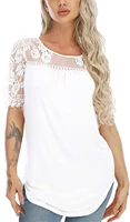 wywmy sexy summer women floral lace blouse shirts ladies female elegant casual sheer short sleeve tunic shirt woman tee tops