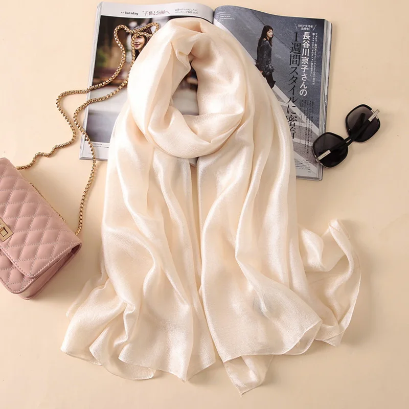 

190*100cm Luxury Brand Women Fashion Scarf Plain Solid Silk Linen Shawls Scarves Summer Lady Bandanas Pashmina Foulard Hijab