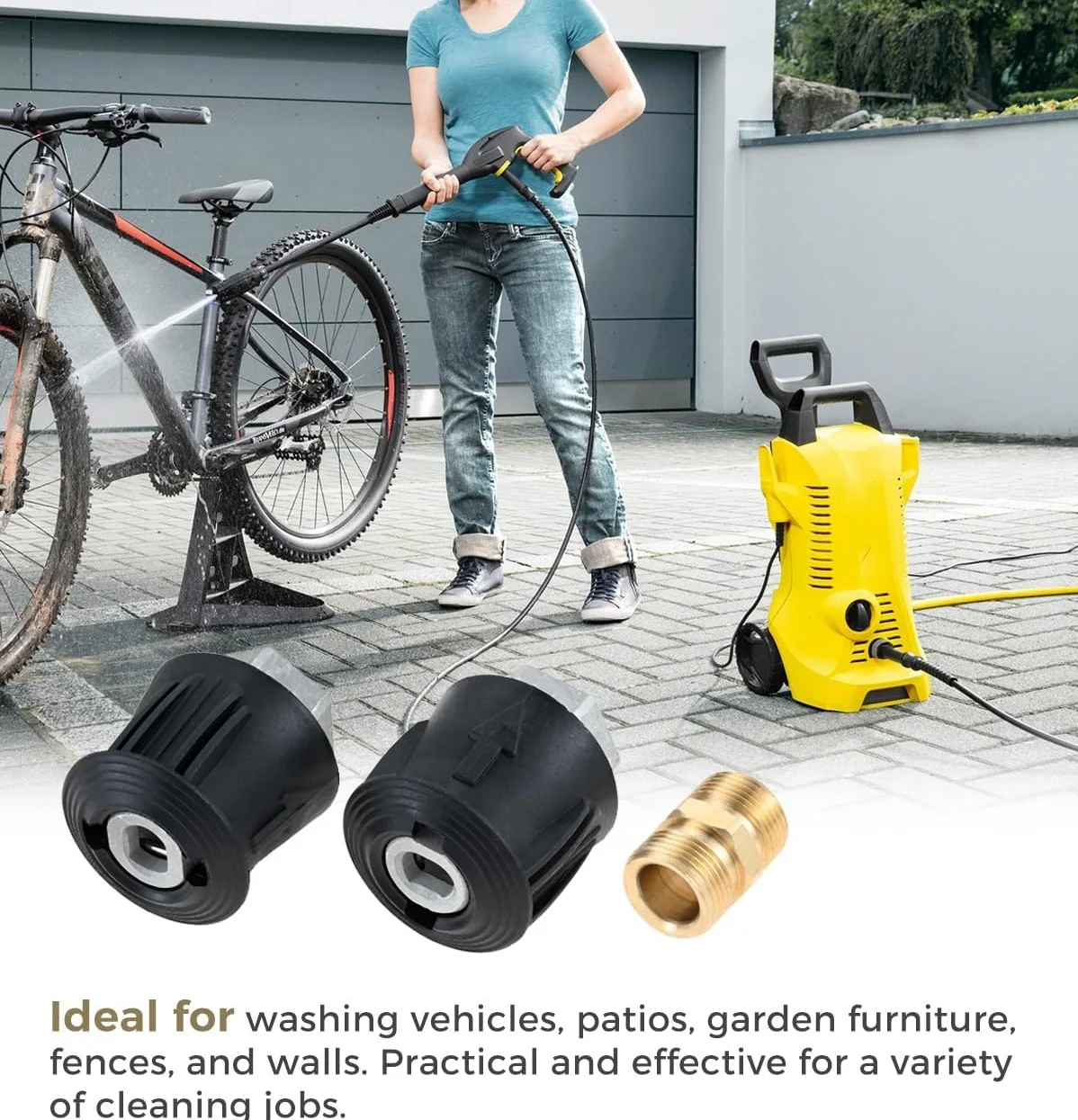 Фото Комплект быстроразъемных фитингов высокого давления для шлангов Karcher, M22, 14 мм, с внутренней резьбой, соединительный адаптер, муфта, садовые аксессуары №1