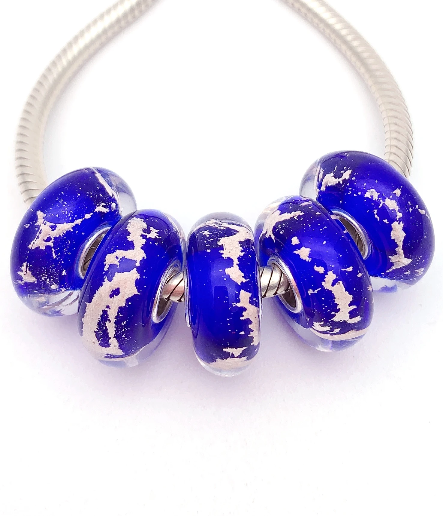 

XHYG215 5X 100% Authenticity S925 Sterling Silver Beads Murano GlassBeads Fit European Charms Bracelet Diy Jewelry Lampwork