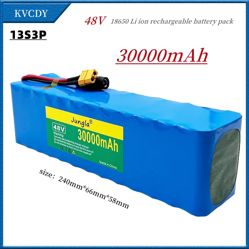 

2022 New 48V 30000mAh 500w 13S3P XT60 48V 18650 Lithium ion Battery Pack 30Ah For 54.6v E-bike Electric bicycle Scooter with BMS