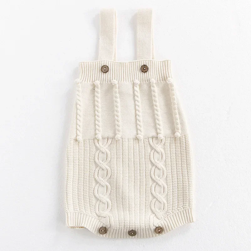 Осенний детский вязаный костюм зимний комбинезон для новорожденных девочек