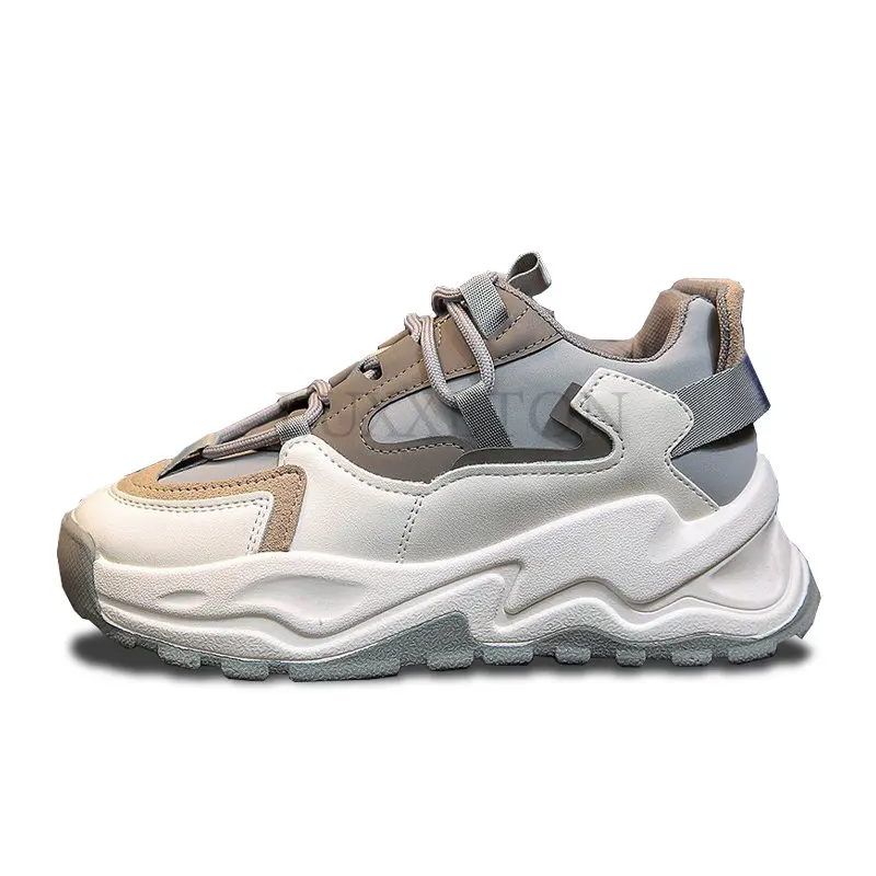 

Women's Spring Platform Chunky Sneakers Gray Brown Sports Shoes Comfort Casual High Sneaker Women Vulcanize