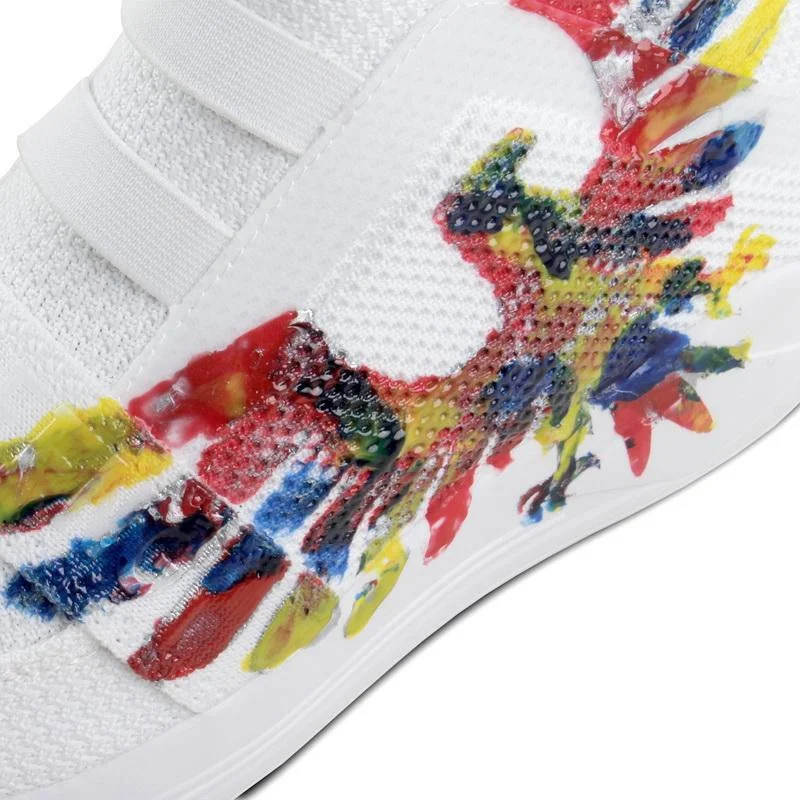 Soulsfeng Mesh Knit High Tops White Hawk Painted Union Black Hawk Comfortable Sneaker