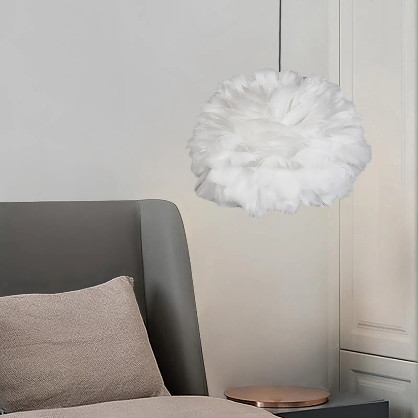 

Artificial Feather Lampshade Modern Fixture Cover Durable for Dining Room Office