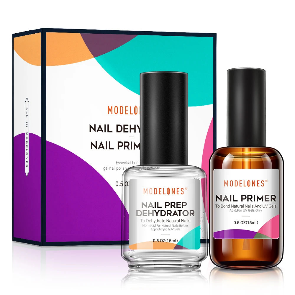 Modelones 2 шт./коркоркоркор. Prep Step Nail Dehydrate набор праймеров 15 мл быстросохнущее