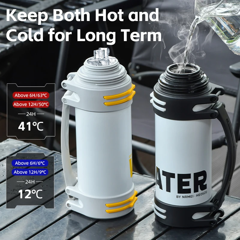 Уличный портативный кувшин для воды с ручкой термос большой емкости из