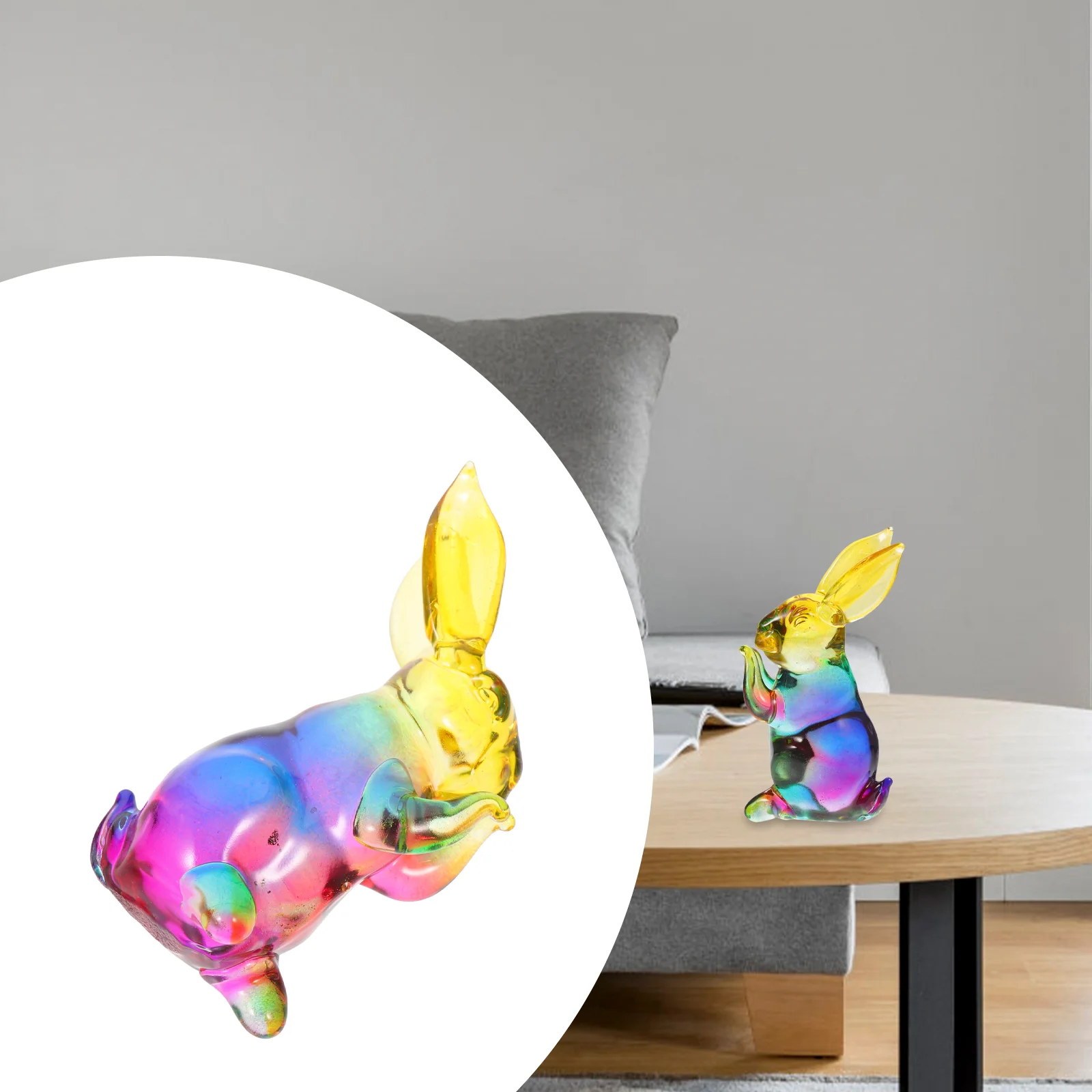 

Rabbit Bunny Figurine Statue Year Crystal Chinesedecoration New Figurines Animal Blown Easter Shui Feng Animals Zodiac