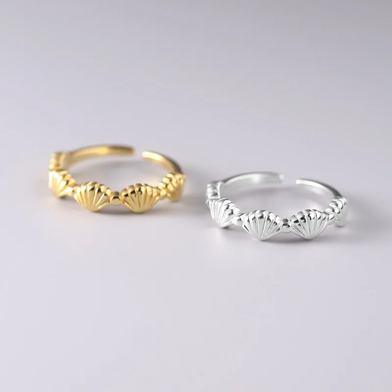 

925 пробы серебряные Instagram. Кольцо в форме ракушки для женщин с регулируемым отверстием, универсальное золото и серебро, индекс чувствительности премиум-класса