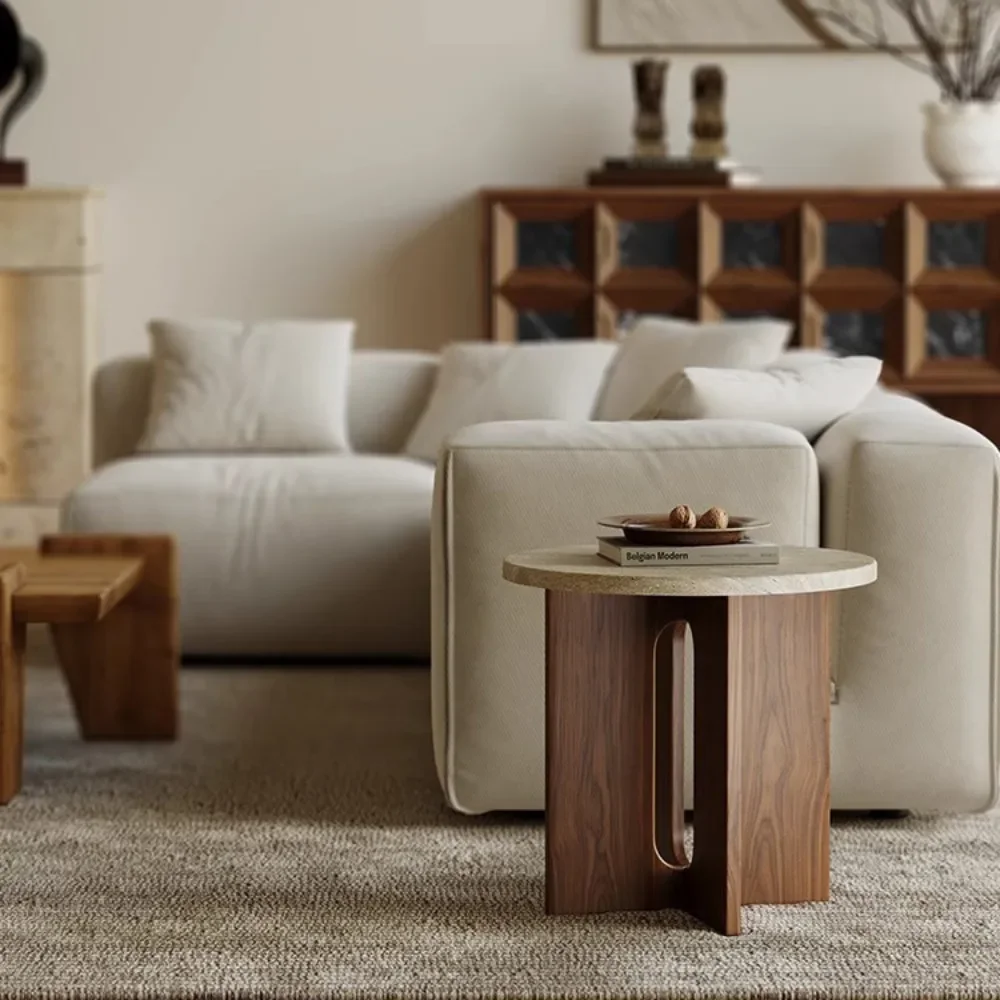 Jifeng натуральный травертин диван боковой стол Гостиная угловой дизайнерский