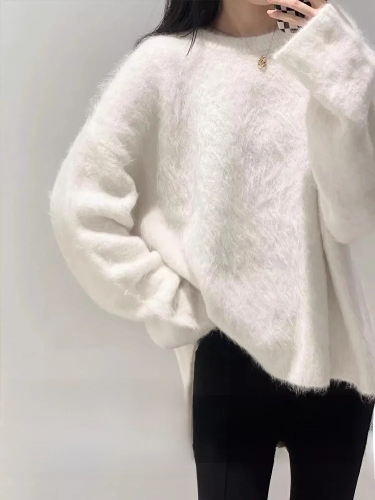 Осень и зима новый свободный серый норковый бархатный свитер женский толстый