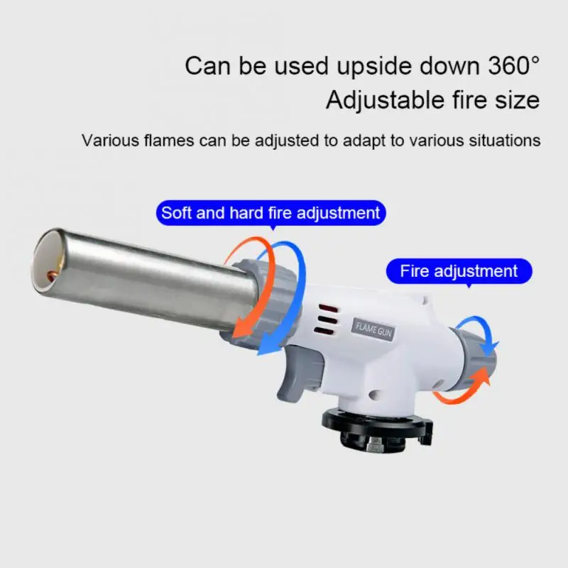 

Head Flame Gun Durable Adjustable Flame Resistant High Temperature 1300℃ Kitchen Baking Tools Cassette Flame Torch Stable Firm