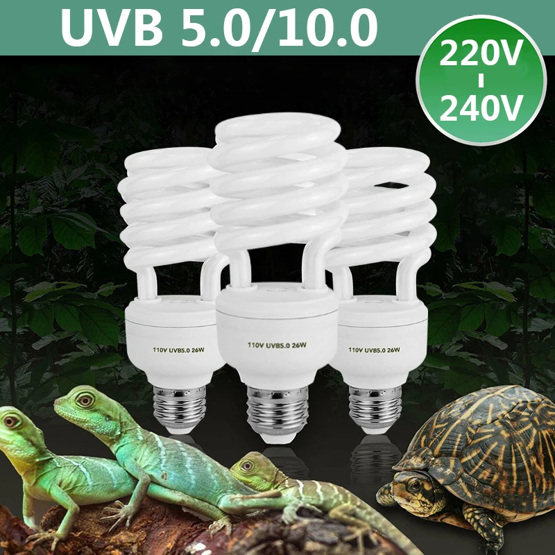 

26W Reptile Amphibians UVB Bulb 5.0/10.0 Ultraviolet Light Bulb Fluorescent Terrarium Lamp Calcium Supply Energy-Saving Lights