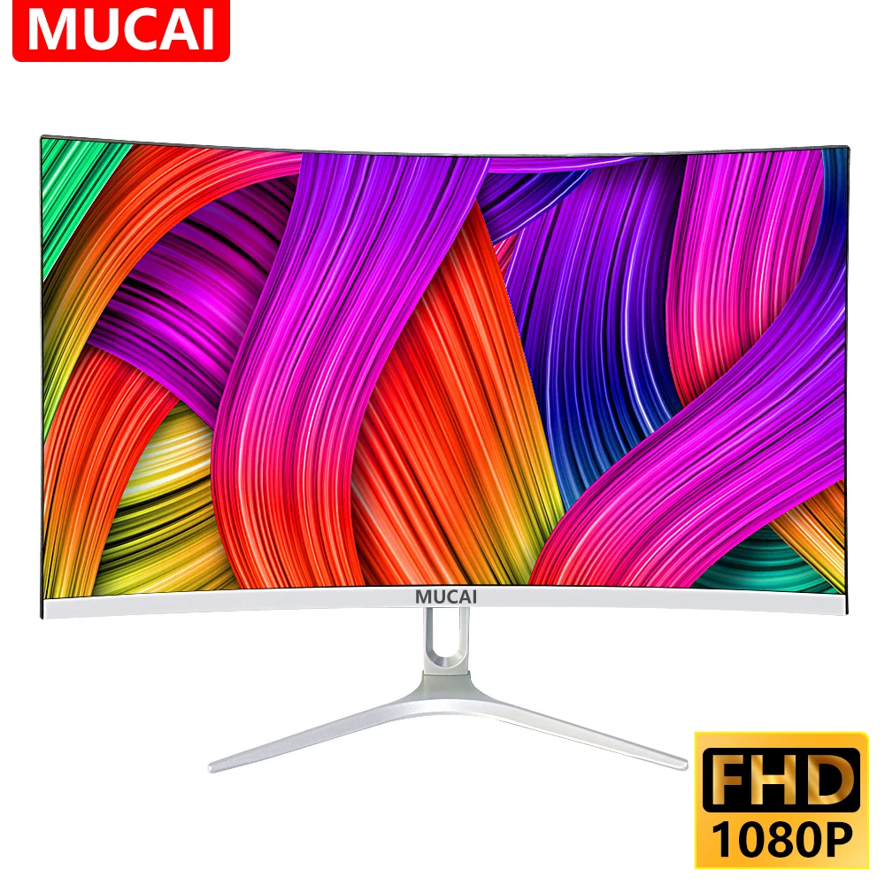 

MUCAI 24/27 Inch Curved Monitor 75Hz Desktop PC Lcd FHD Display Gaming MVA Panel Screen Computer LED 1080P HDMI-compatib/VGA