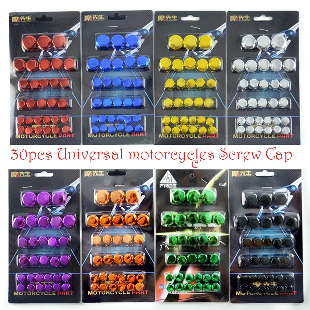 

30Pcs Nuts Styling Cover for Yamaha Kawasaki Honda Scooter Dirt Bike Universal Motorcycles Engine Screw Cap Decorative Parts