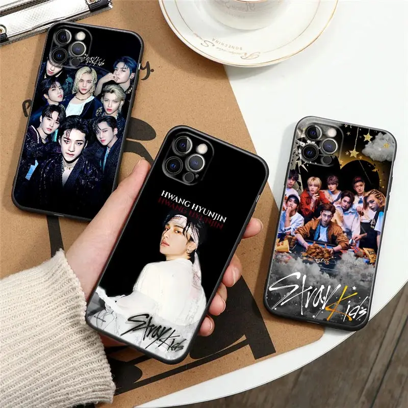 

Black Silicone Phone Case for IPhone 12 11 13 14 Pro Max XS XR 8 7 Plus SE Soft Cover Fundas Group Stray Kids Kpop Black Picture