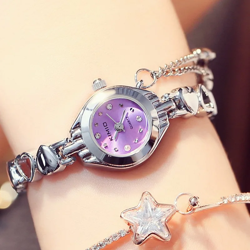 

7477 Kimio fashion watches women stainless steel heart pendant ladies analog quartz-watch montre femme wrist watches relogio