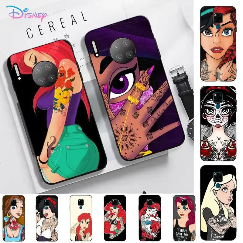 

Tattoo Disney Princess Phone Case for Huawei Mate 20 10 9 40 30 lite pro X Nova 2 3i 7se