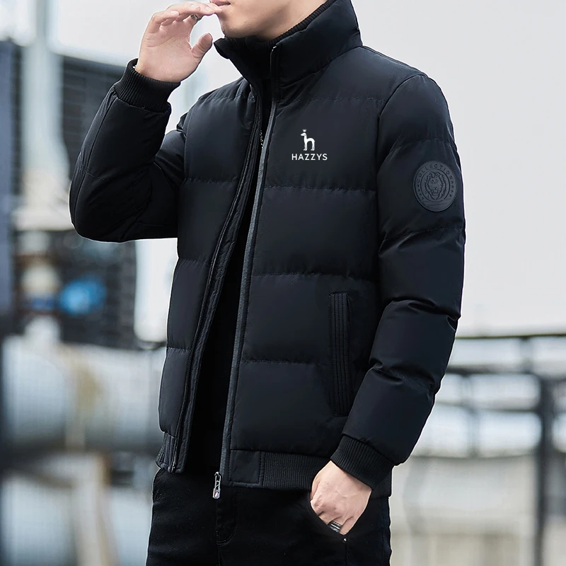 

Мужская куртка-пуховик с воротником-стойкой, однотонная утепленная куртка на хлопковом наполнителе, уличная одежда, осень-зима 2022