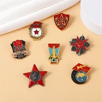 soviet rice spike five pointed star retro brooch clothing bag decoration personalized jewelry pin badge gift