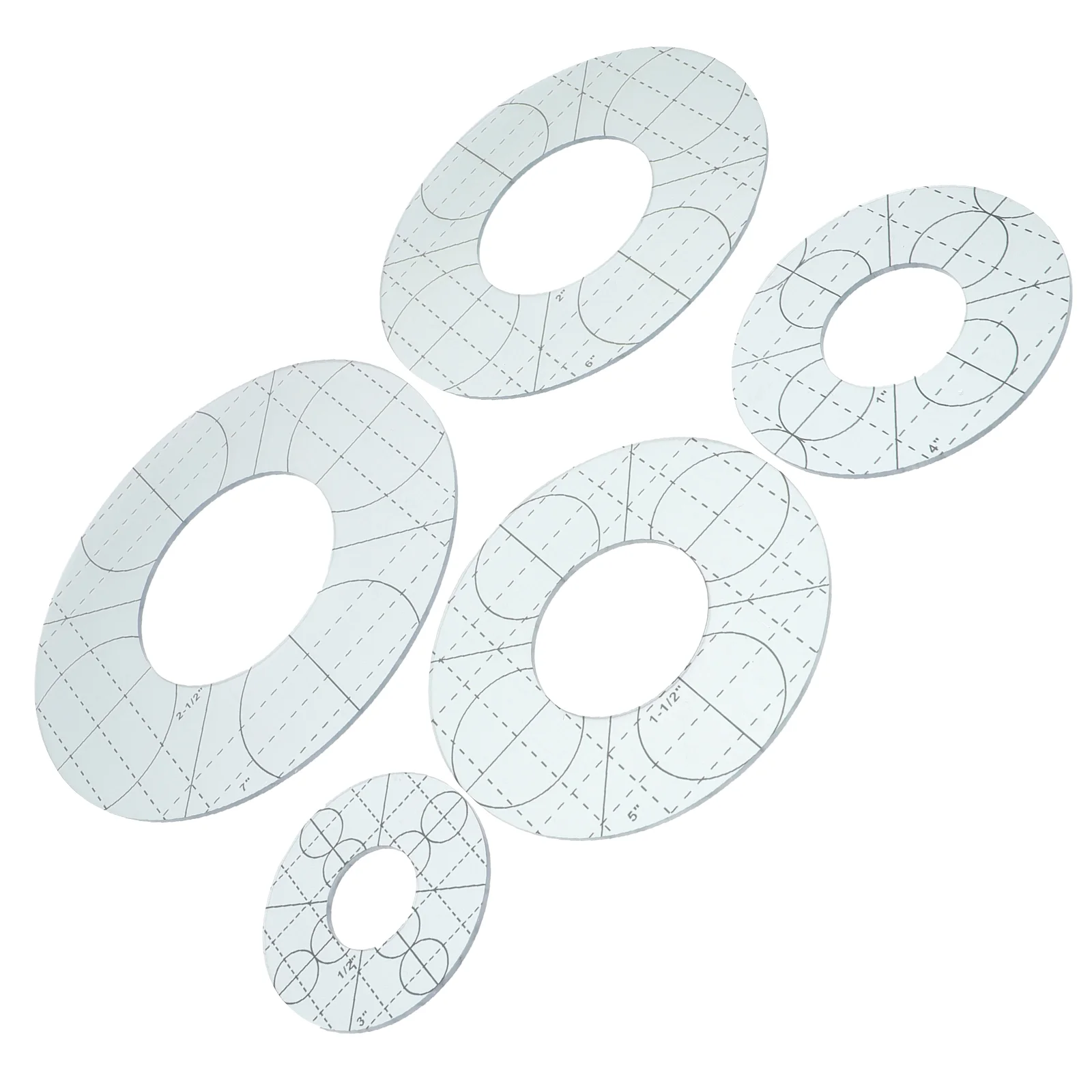 

5pcs Circles Quilting Rulers Templates Non-slip Surface Cross-hatching Rulers