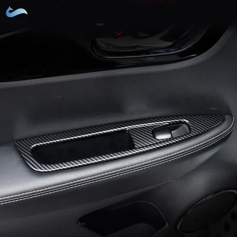 Фото Накладка на панель кнопок управления стеклоподъемниками для Nissan Qashqai J11 2016-2020, левый руль, ABS, текстура под карбон / серебристый №5