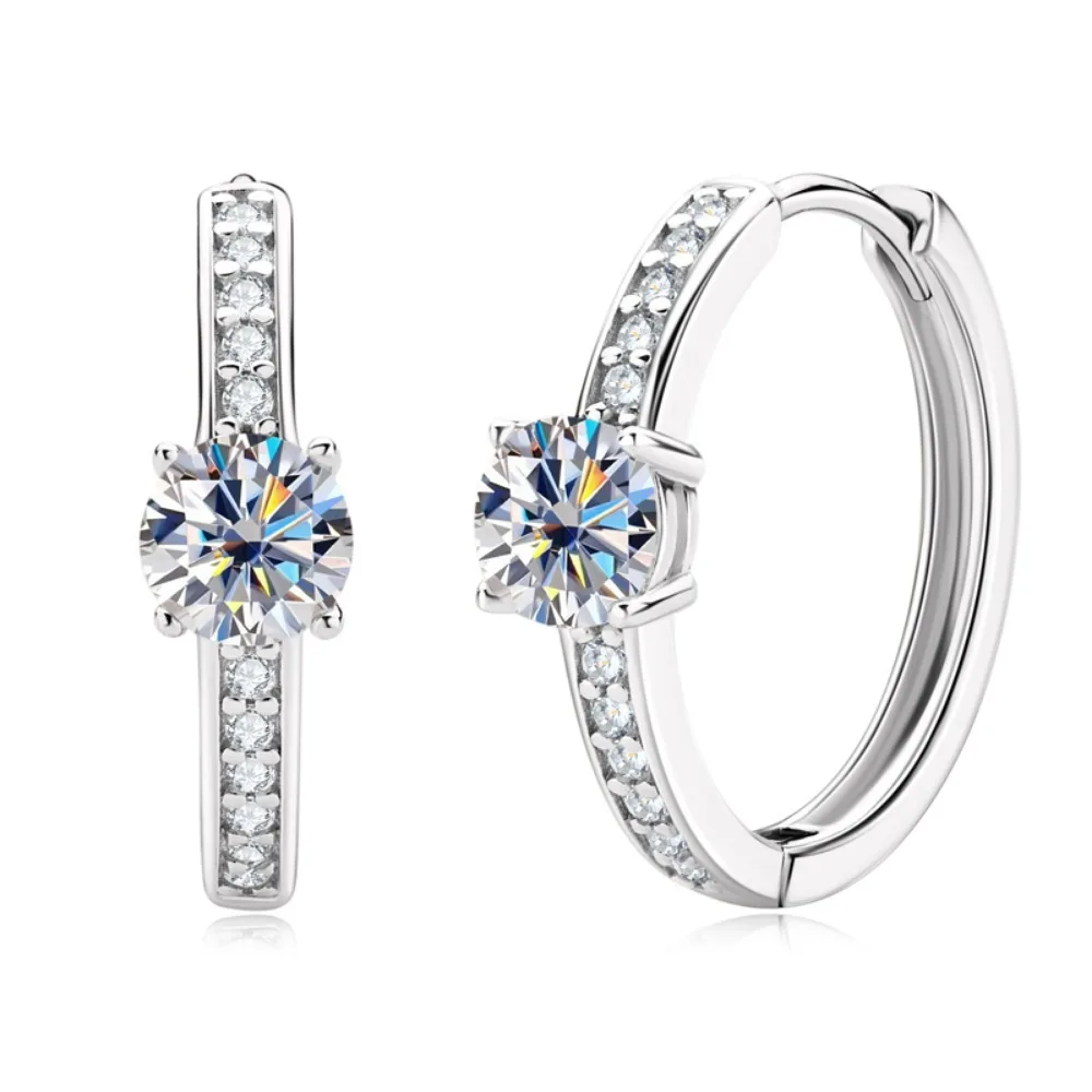 

M-JAJA Moissanite Stud Earrings for Women 925 Sterling Silver Hoop Earrings D Color VVSI Accessories Lab Diamond Fine Jewelry